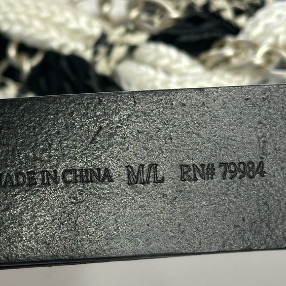 Chico's Womens Genuine Leather Adjustable Waist Silver, White, Black Belt M/L - Picture 11 of 12